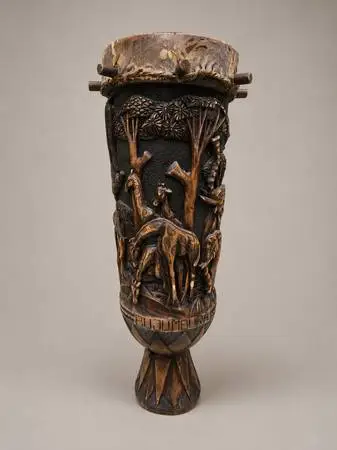 Vintage Burundi Hand Carved Peg Drum