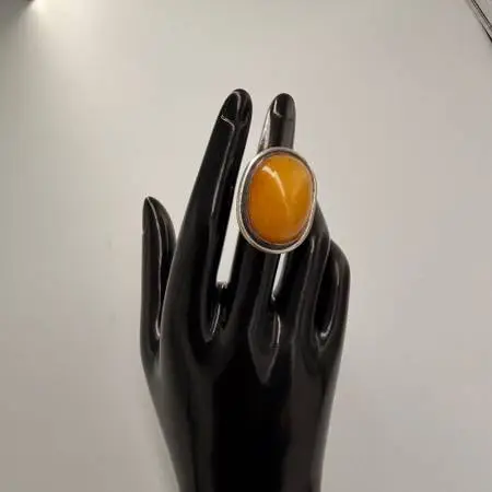 Sterling Silver TS JC Butterscotch Amber Ring Size 8