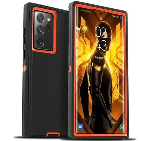 Galaxy Note 10 PLUS ORANGE & BLACK Heavy Duty Shock Resistant Case NEW