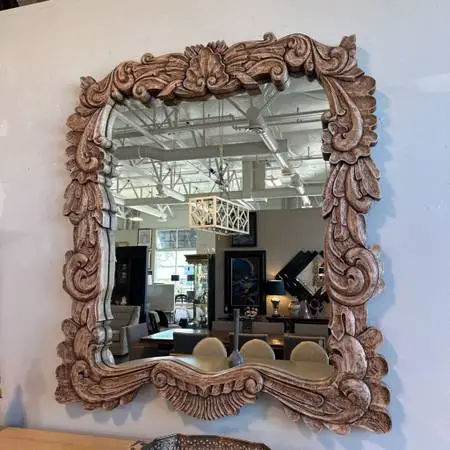 Vintage Scrolled Wood Mirror - 55.5X2X63H