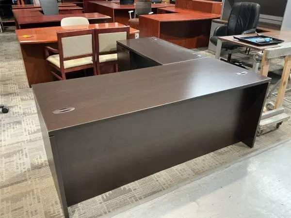 6 x 6 1/2 L Shape desk by Teknion in Espresso Laminate Finish