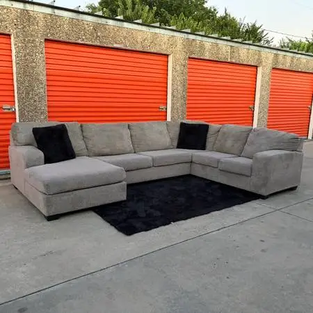Gray U-Shaped Sectional Couch - FREE DELIVERY!