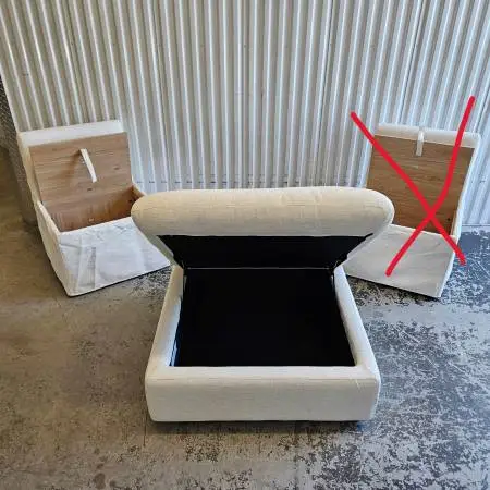 Castlery Callie Banquette Chair & Castlery Dawson Storage Ottoman
