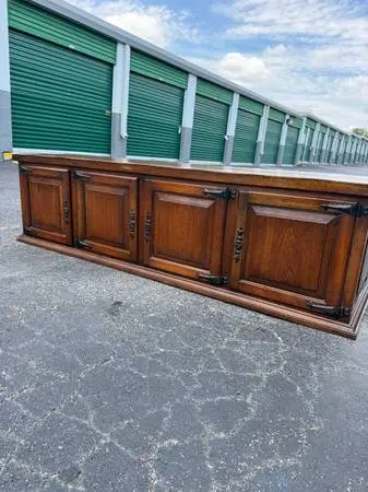 1980s Solid Wood High - Quality Credenza Console.