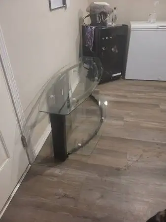 Small TV stand with glass