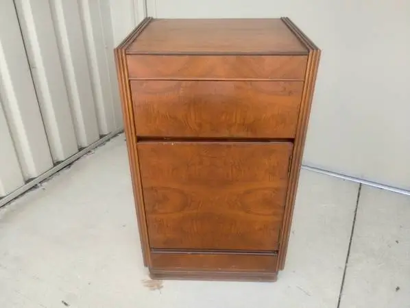 Vintage 1930s Art Deco Burl Walnut Nightstand