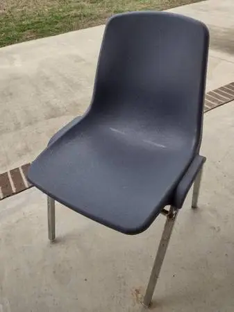 Blue Plastic/Metal Frame Chairs x3