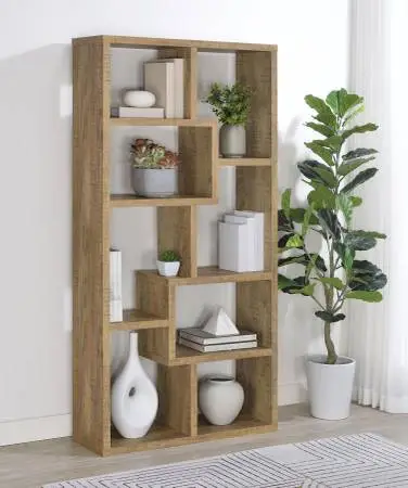 **New Six Shelf Bookcase in Mango Wood Finish**