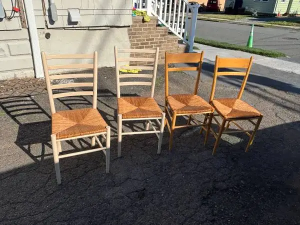 Set of (4) Wicker/Wood Combo Dining Chairs
