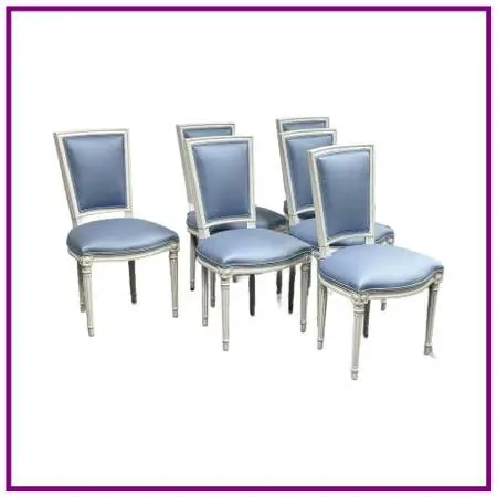 Louis Xvi Style White Washed Dining Side Chairs, Set Of Six