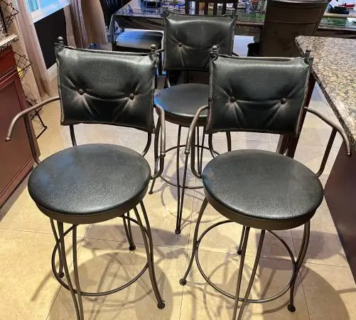 Counter Height Chairs - cast Iron & Leather