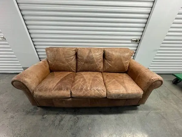 Real Leather Couch / Sofa - by Plunkett Home Furnishings - Excellent