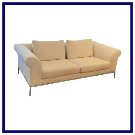 Natuzzi Contemporary Linen Oatmeal Sofa