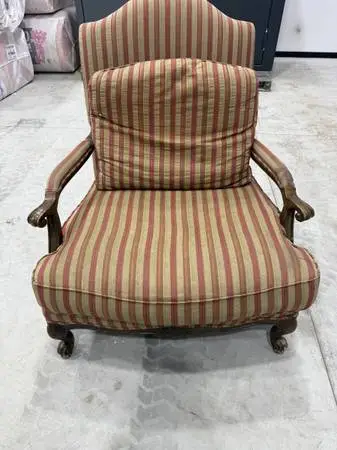 Unique Antique/ Vintage Carved Wood Arm Chair W/ Upholstery! Rare Find