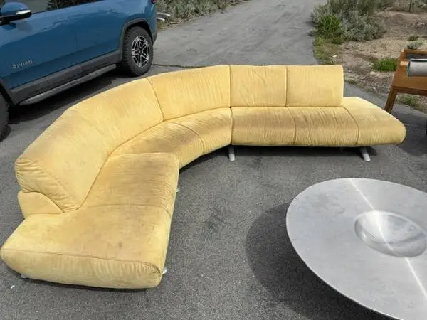 Premium W. Schillig Nubuck/Aniline leather 3-Piece Curved Sectional