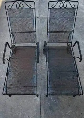 WOODARD High Quality Vintage Wrought Iron Patio Loungers.. ...