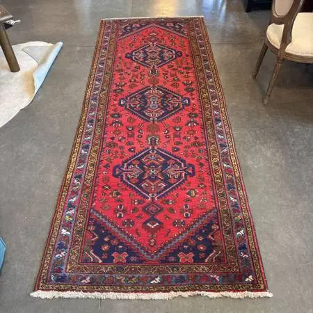 Vintage Red Hand Knotted Runner- 91X3.5