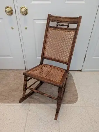 ANTIQUE CANE SEATED ROCKER-MINT SHAPE