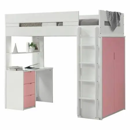 Loft bed with closet & desk