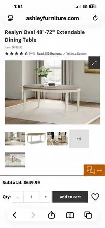 Ashley Furniture Dining Table w/Leaf