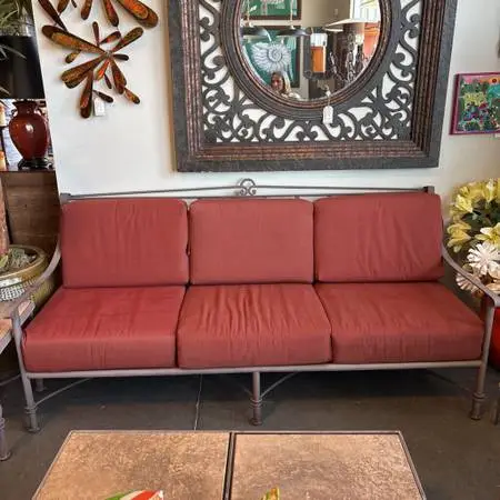 Arizona Iron Sofa W/ Rust Cushions- 82X39X38H