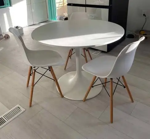 Ikea Docksta Round White Table and Chairs