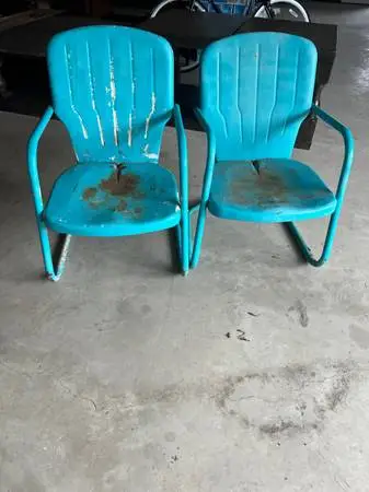 Two Antique Metal Patio Chairs