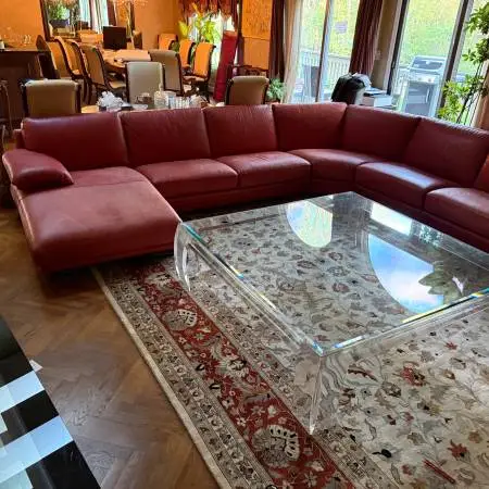 Natuzzi pink 10’ x 7.5’ sectional couch + Lounge