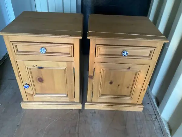 Two handmade pine nightstands