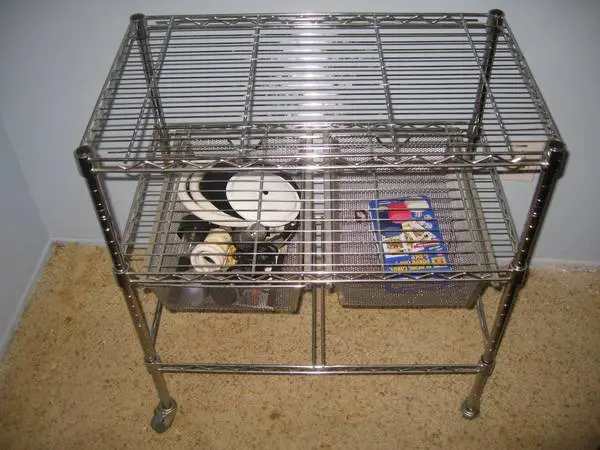 Like New-Chrome Wire Cart On Wheels+2 Drawers