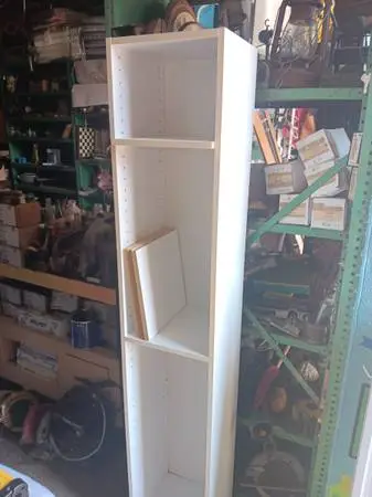 Nice laminated 72 inch tall white shelf unit