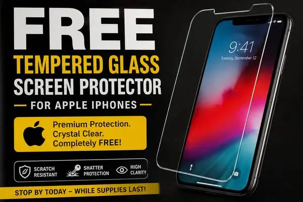 100% FREE Tempered Glass Screen Protector for Your iPhone Installed!📱