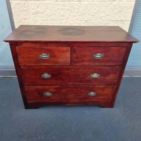 Antique Vintage Oak Dovetail Four 4 Drawer Chest of Drawers Dove Tail