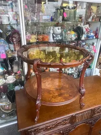 Vintage carved wood side table plant stand French