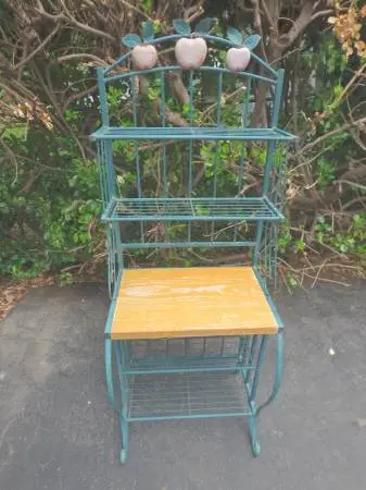 Vintage Metal Bakers Rack 4 Tier Shelf - Apples; Delivery Possible
