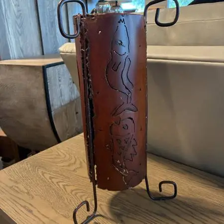 Rustic Iron Cylinder Lamp - 10X18.5H