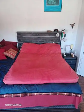 Large Cotton Futon with Removable, Red Cover