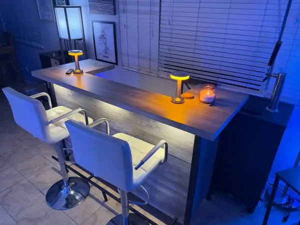 Complete Home Bar and Lounge Setup - Kegerator, Bar Table + 2 Stools