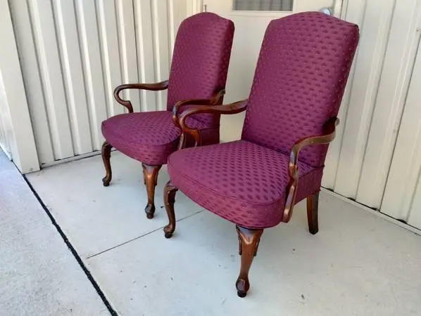(2) Executive Cherry Wood Office Chairs w/Queen Anne Legs - NICE!