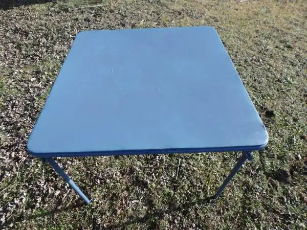Blue Vinyl Top Folding Card Table; Delivery Possible