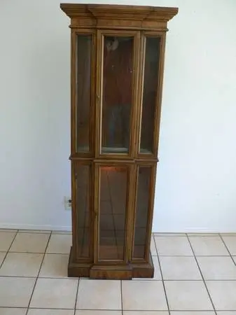 Dual Light Display Oak Cabinet
