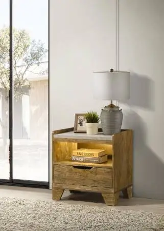 New Bedroom Nightstand with Lighting in and Charging Station!
