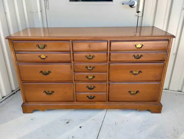 Vintage 1960s Chippendale Style Cherry Dresser w/Mirror