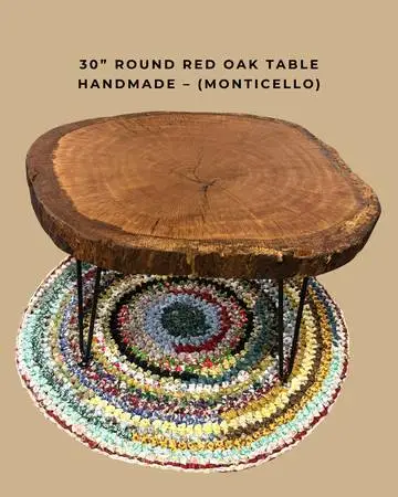 30” Round Solid Red Oak Table