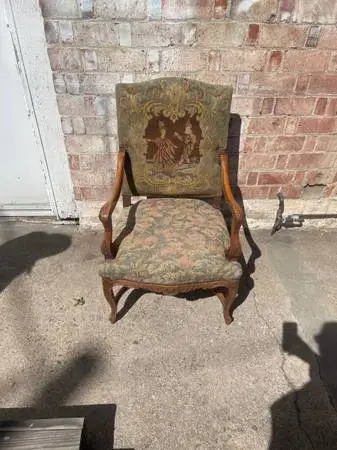 Antique needlepoint large chair excellent condition solid wood