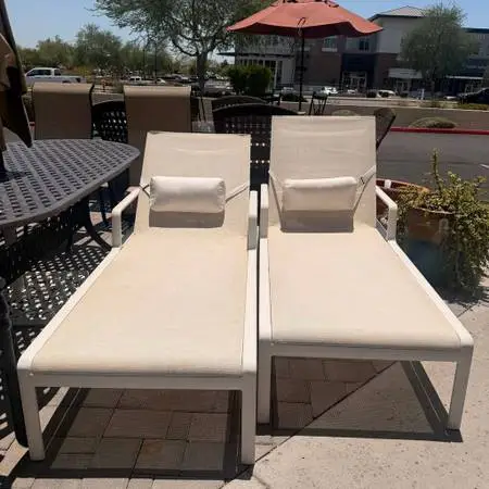 Kettler White Adjustable Lounge Chairs - Pair - 73X29X31