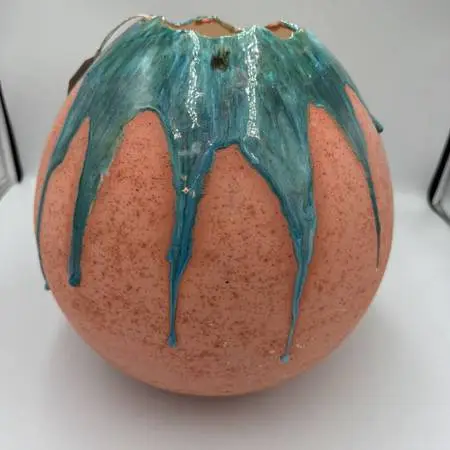 Terra Cotta Pot W/ Green Glaze- 10X10X10H