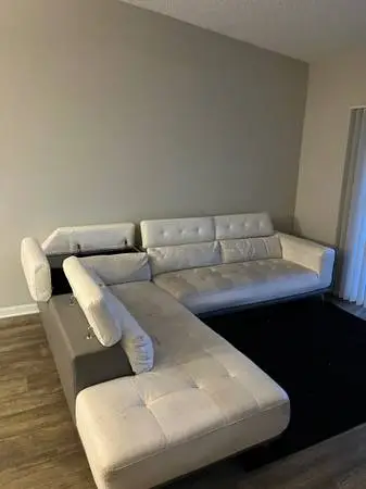 Modern White & Gray L-Shaped Sectional Sofa w/ Storage