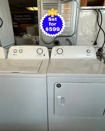 Amana Washer and Dryer – Clean Side by Side Unit