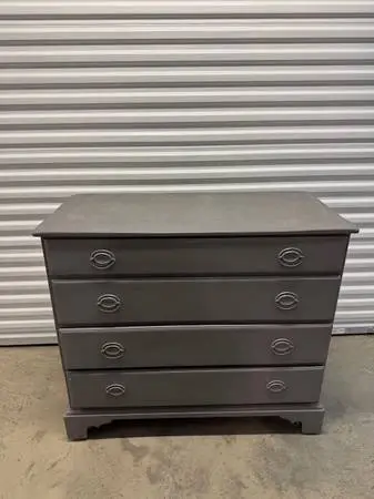 Vintage solid rock maple gray painted 4 drawer dresser